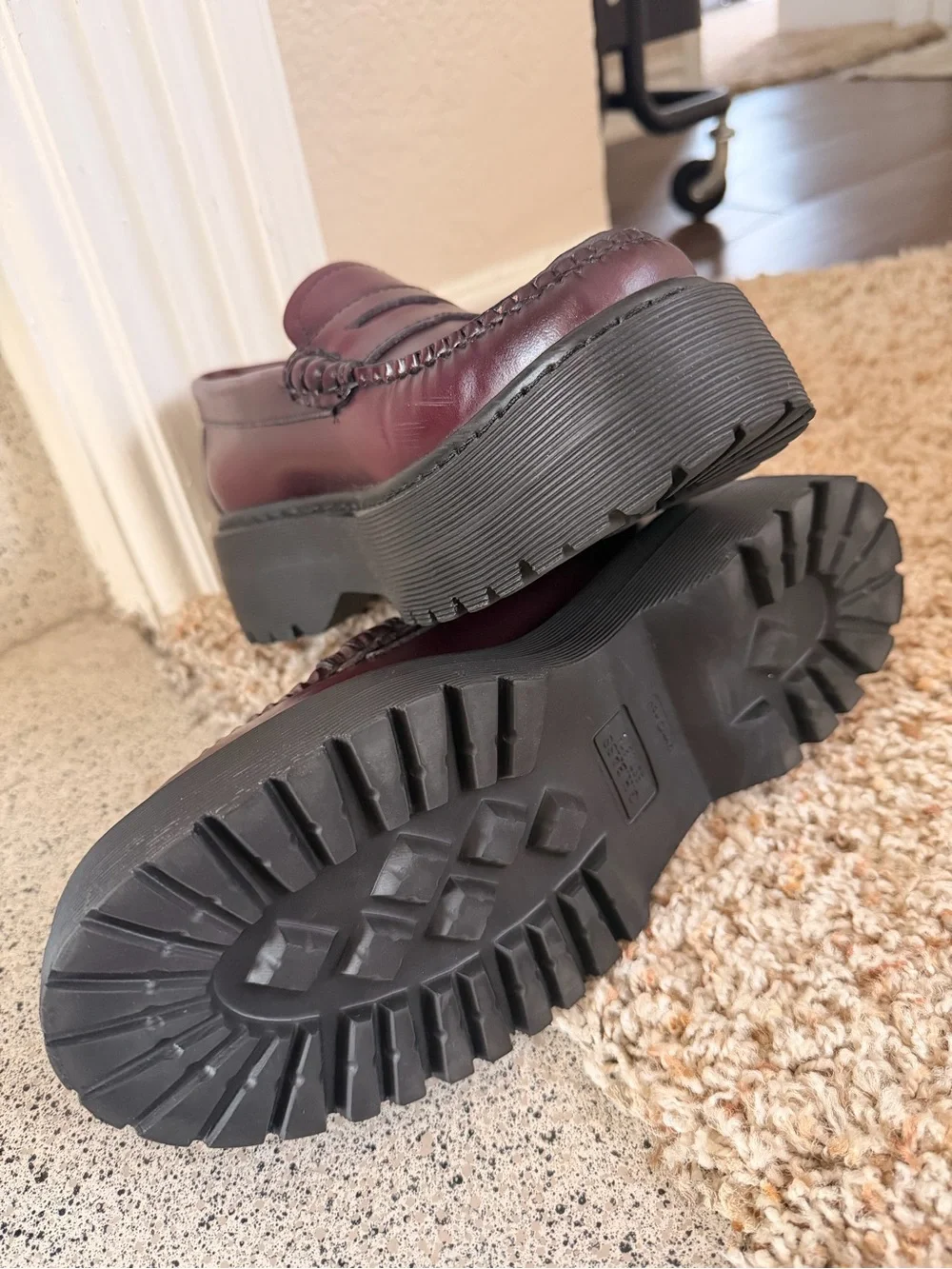 G.H. Bass & Co. Women's Wine Penny Loafers with Black Platform Sole